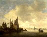Jan van Goyen - The Mouth of an Estuary with a Gateway